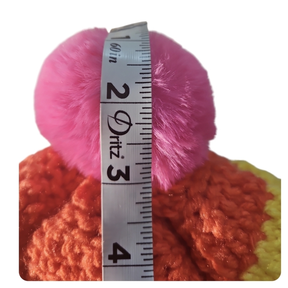 Hand Crafted Crochet Beanie Oversized Multicolored Pink pompom winter hat unique - Picture 12 of 17